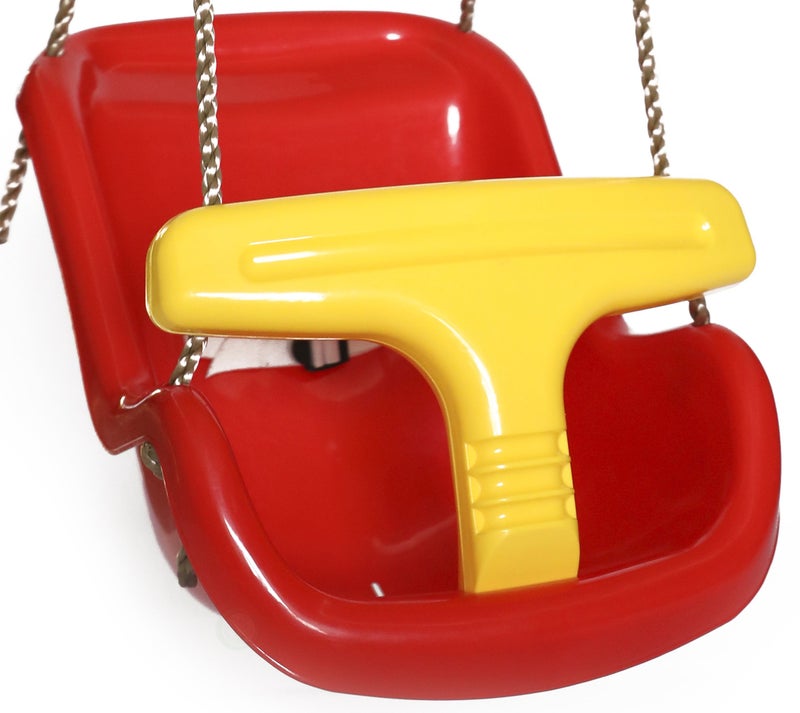 PLAYBERG Red Plastic Baby and Toddler Swing Seat with Hanging Ropes - Image 4